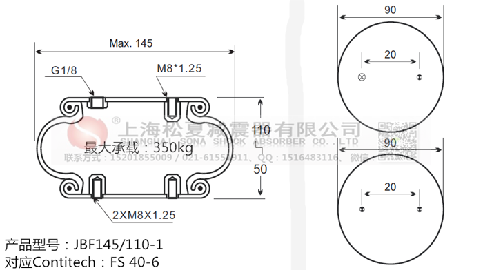 JBF145/110-1橡膠<a href='http://gigasetdigital.com/' target='_blank'><u>空氣彈簧</u></a>