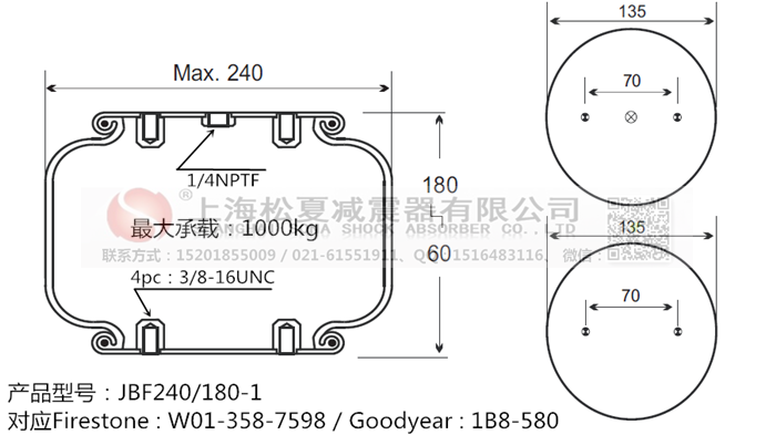 JBF240-180-1橡膠<a href='http://gigasetdigital.com/' target='_blank'><u>空氣彈簧</u></a>