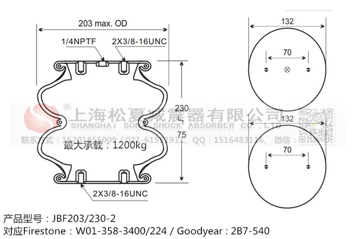 JBF203/230-2橡膠<a href='http://gigasetdigital.com/' target='_blank'><u>空氣彈簧</u></a>