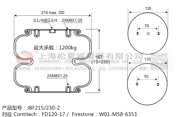 JBF215/230-2橡膠<a href='http://gigasetdigital.com/' target='_blank'><u>空氣彈簧</u></a>