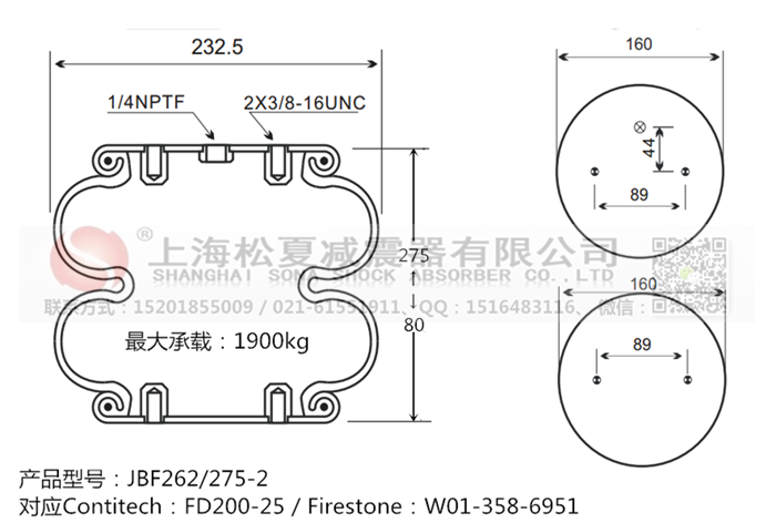 JBF262/275-2橡膠<a href='http://gigasetdigital.com/' target='_blank'><u>空氣彈簧</u></a>