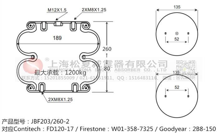 JBF203/260-2橡膠<a href='http://gigasetdigital.com/' target='_blank'><u>空氣彈簧</u></a>