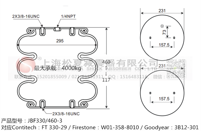 JBF330/460-3橡膠<a href='http://gigasetdigital.com/' target='_blank'><u>空氣彈簧</u></a>